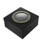 A black box with a round metal plaque engraved with The Watches of Switzerland Group, this limited-edition case is ideal for the Hublot Big Bang Unico The Watches of Switzerland Group Exclusive and features a front button.
