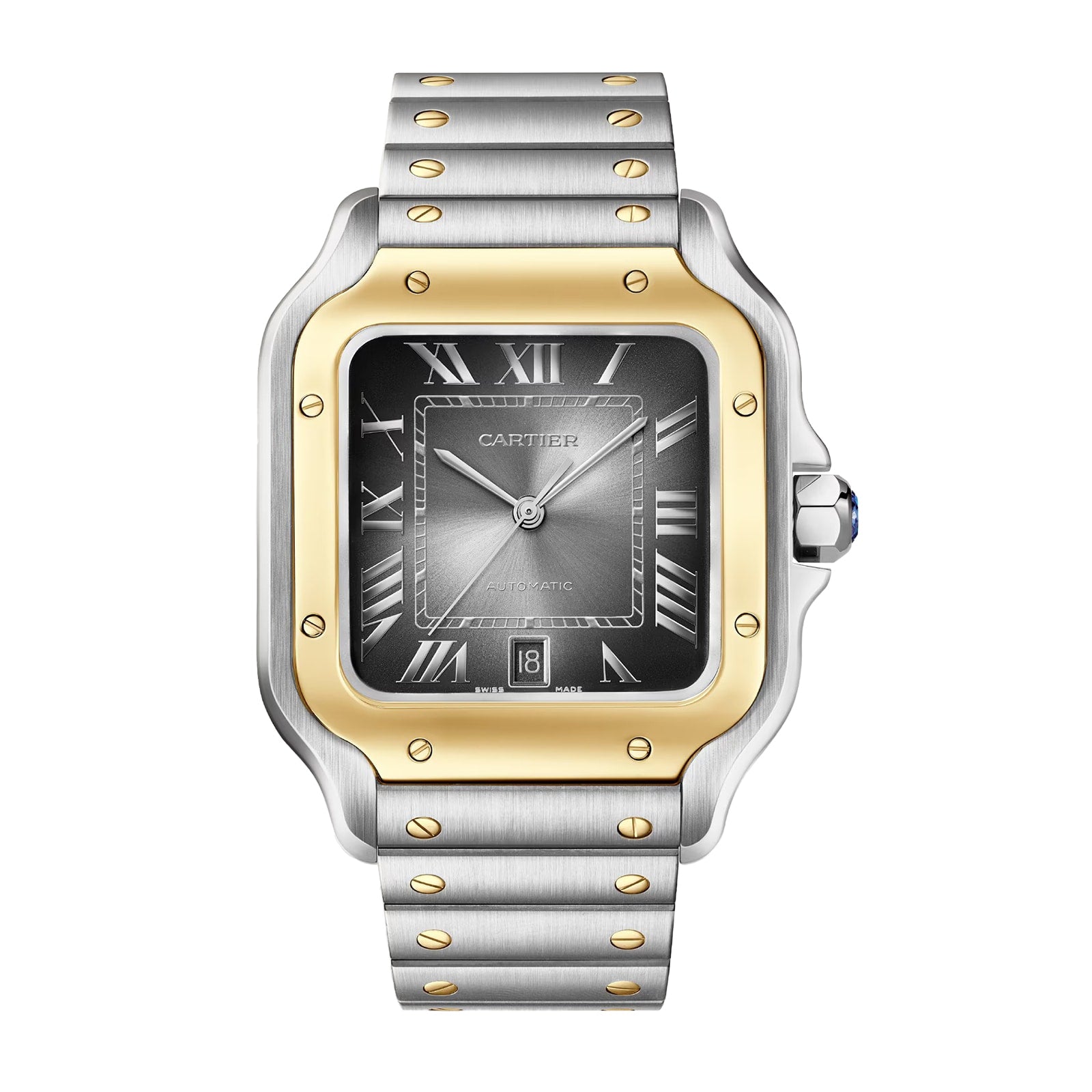 stainless steel cartier santos watch 40mm
