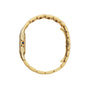 Side view of Cartier’s Panthère de Cartier watch in 18K yellow gold with a linked bracelet and blue cabochon crown, displayed on a white background—a true style icon.