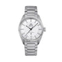 The OMEGA Constellation Globemaster features a stainless steel case, white dial with black hour markers and hands, a metal link bracelet, and is powered by the Co-Axial Master Chronometer Calibre 8900, shown against a plain background.