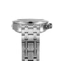 Side view of the OMEGA Seamaster Diver 300M, showcasing its stainless steel case, metal link band, prominent crown, and polished finish against a white background.