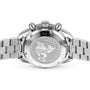 The OMEGA Speedmaster 38 features a stainless steel case back engraved with its signature seahorse emblem, serial and model numbers, and is paired with a metal bracelet—a classic chronograph powered by the 3330 calibre.