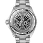 OMEGA Seamaster Planet Ocean 6000M features a stainless steel caseback engraved with the seahorse logo, model details, and water resistance specs inspired by professional saturation divers’ watches.