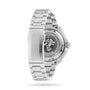 The image displays the back of an OMEGA Seamaster Planet Ocean 6000M, highlighting its engraved Seamaster logo, durable metal bracelet with clasp, and O-MEGASTEEL construction renowned for superior water resistance.