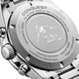 Close-up of the Conquest Chrono Ski Edition’s stainless steel back, engraved with a skier, FIS Alpine World Ski Championships details, and Limited Edition - One of 2025, reflecting Longines’ renowned precision.
