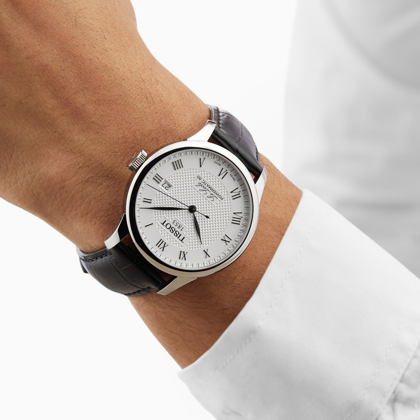 Tissot Le Locle Powermatic 80 39.5mm Steel Leather Silver Dial