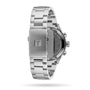 The Chrono XL Classic by Tissot is displayed from the back, featuring a clasp with an engraved T and a detailed case back—a hallmark of the Tissot Chrono XL Classic, celebrating Swiss craftsmanship.
