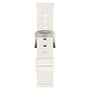 White textured rubber strap for the 40mm Tissot PRX, with stainless steel buckle. Displayed vertically on a plain white background—a stylish vintage-inspired upgrade for your Tissot PRX.