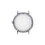The image displays the back of a Tissot Everytime wristwatch, showcasing its round stainless steel case engraved with details about its features—an iconic example of classic Tissot craftsmanship.