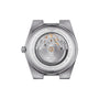 The Tissot PRX Powermatic 80 features an automatic movement visible from the back through its transparent sapphire crystal caseback.