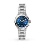 The TAG Heuer Carrera Date features a blue sunray dial, silver hour markers, date at 6 o’clock, and a stainless steel bracelet with calibre 9 automatic movement.