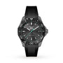 The TAG Heuer Aquaracer Professional 200 Solargraph is a black wristwatch with a striped black dial, white hour markers, date window at 3 o’clock, and a black rubber strap, featuring the advanced Solargraph module.