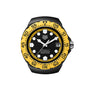 The TAG Heuer Formula 1 Solargraph features a yellow bezel, black dial, and white hour markers.
