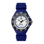 Blue TAG Heuer Formula 1 Solargraph watch featuring a white dial, black bezel, and blue rubber strap.
