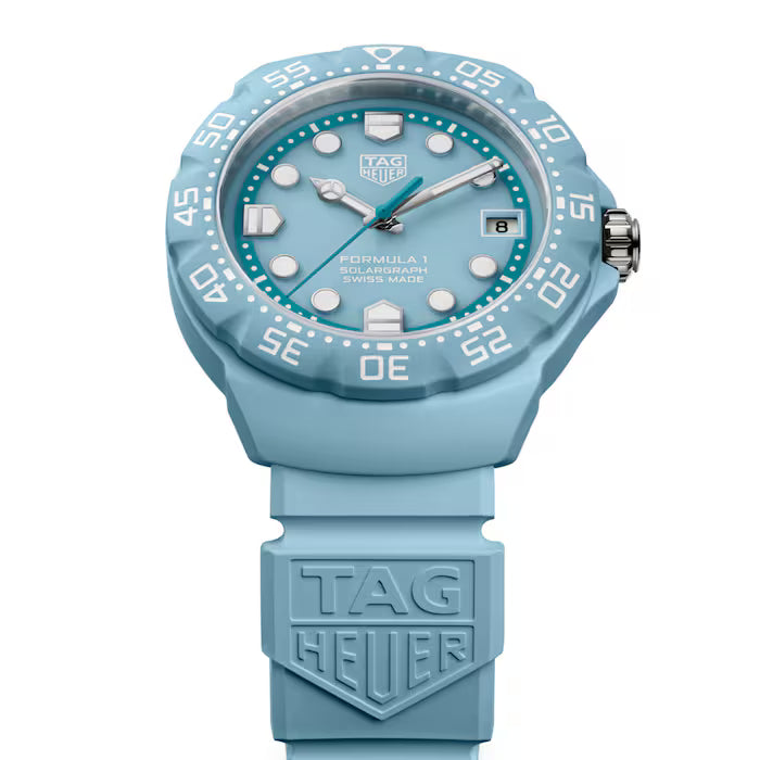 Blue TAG Heuer watch on a white background