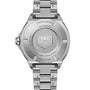 Silver TAG Heuer watch with detailed branding on a white background