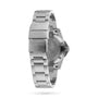 The Longines HydroConquest stainless steel wristwatch is shown from the back, showcasing its clasp, bracelet, and engraved case back—features of this water-resistant timepiece.