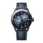 Fifty Fathoms Bathyscaphe | 43.4mm, Blue Canvas Strap, Sunburst Blue Dial