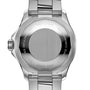 Back view of the Breitling Superocean Automatic 42 in stainless steel, showcasing engraved text, brushed metal details, and water resistance to 30 bar—a tribute to the iconic 1960s Slow Motion dive watch.