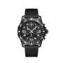 The Breitling Endurance Pro 44 is a black chronograph watch featuring a durable Breitlight® case, rubber strap, rotating bezel, and bold white numerals on the dial and bezel.