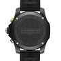The back of the Breitling Endurance Pro 44 in black Breitlight® shows engraved branding and technical info, with visible buttons and strap.