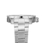 Side view of the Breitling Avenger Automatic 42, a stainless steel wristwatch with a metal bracelet and prominent crown on the right, highlighting its military-inspired design.