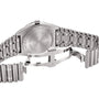 Back view of a silver Breitling Chronomat Automatic 36 Victoria Beckham wristwatch with an open metal clasp and engraved details.