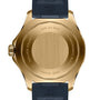 The Breitling Superocean Automatic 44 features a gold case back with limited edition and certification engravings, paired with a dark strap.