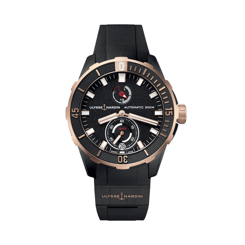 Ulysse Nardin Diver 1185-170-3/BLACK front on white background