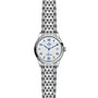 The TUDOR 1926 features a silver case, white dial with blue numerals and hands, a date window at 3 o’clock, and a stainless steel link bracelet—an excellent pick for fans of classic watch designs.