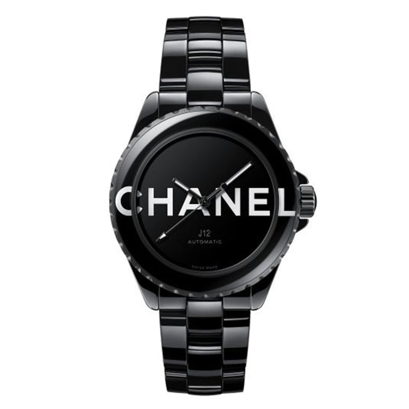 Chanel J12 H7418 front on white background