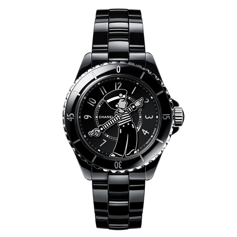 Chanel J12 H7609 front on white background