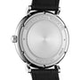 The image shows the back of the IWC Schaffhausen Portofino Automatic with International Watch Co., Portofino, 2345618 engraved, a classic 40mm stainless steel case, and a black alligator leather strap.