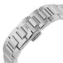 Close-up of the silver metal bracelet from the IWC Schaffhausen Ingenieur Automatic 40, featuring the IWC engraving on the clasp.