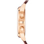 Side view of the Patek Philippe Calatrava 5524R-001 gold case with two round pushers and a brown leather strap.