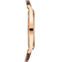 Side view of the Patek Philippe Calatrava 6119R-001 gold wristwatch with a brown leather strap, highlighting its thin, sleek profile.