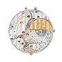 Close-up of the Patek Philippe Twenty~4 7340/1R-010 luxury watch movement with gold accents and visible gears.