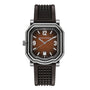 The Gerald Charles Maestro GC Sport features a textured brown dial, silver hands, black strap, and a date display at 6 o’clock.