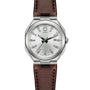 The Circular 1 Original - Silver by ID Geneve is a silver analog wristwatch featuring a brown leather strap and a date display on the right side of the dial.
