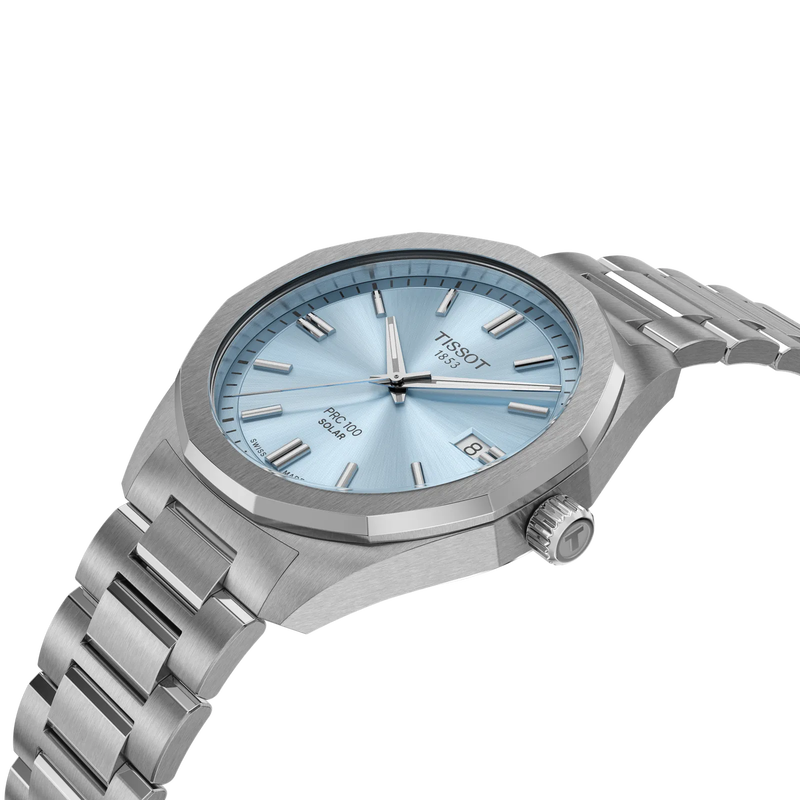 Tissot PRC100 Solar 39 39mm Steel Ice Blue