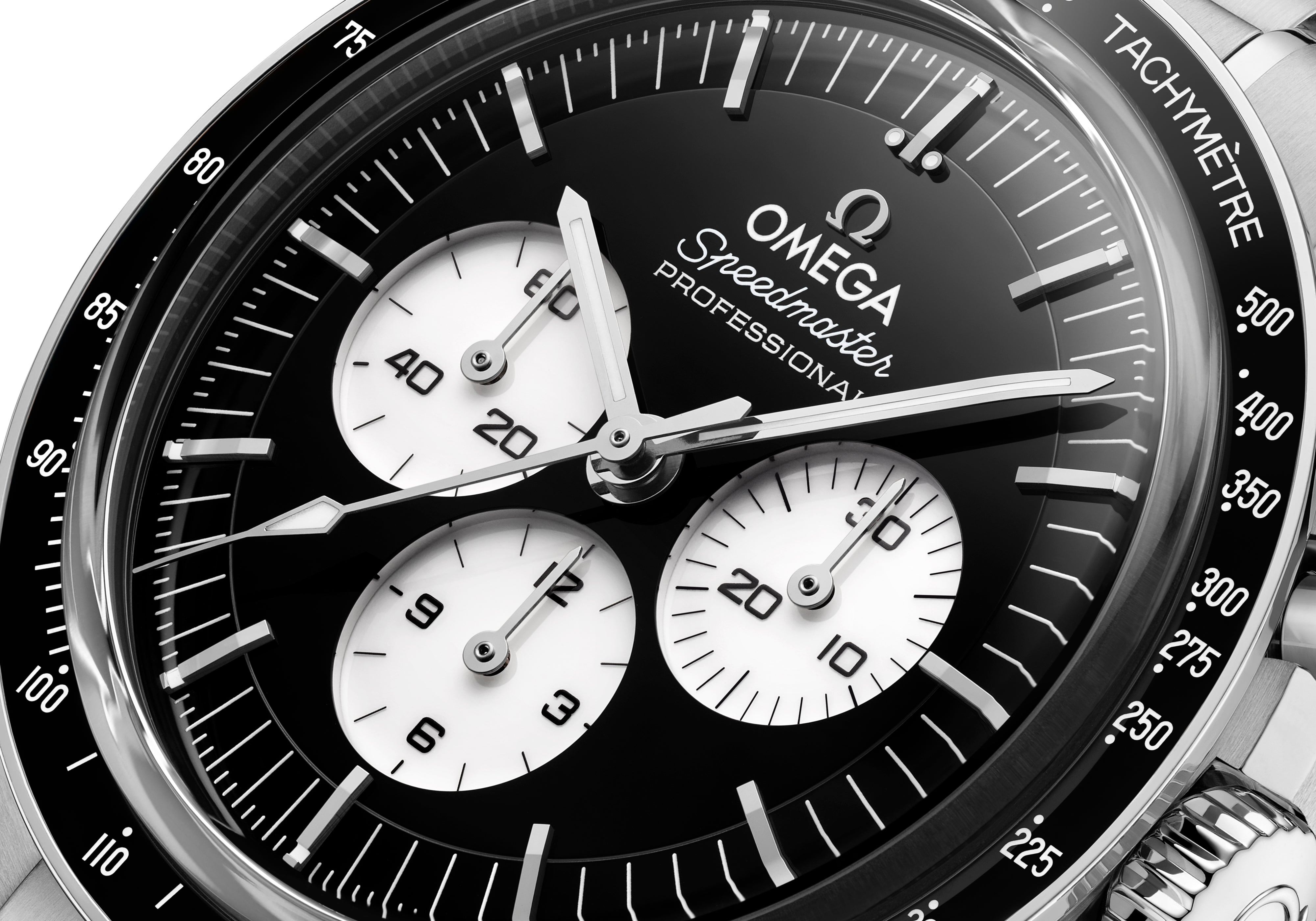Close up of OMEGA Speedmaster Moonwatch Professional dial