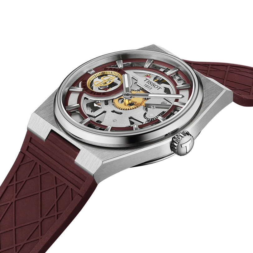 PRX Damian Lillard Special Edition 2026 | Silver Dial, Burgundy Rubber Strap, and Leather Strap