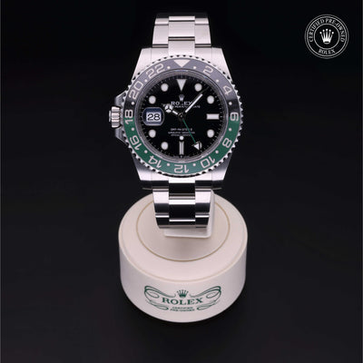Rolex Certified Pre-owned GMT M126720VTNR-0002 front on black background