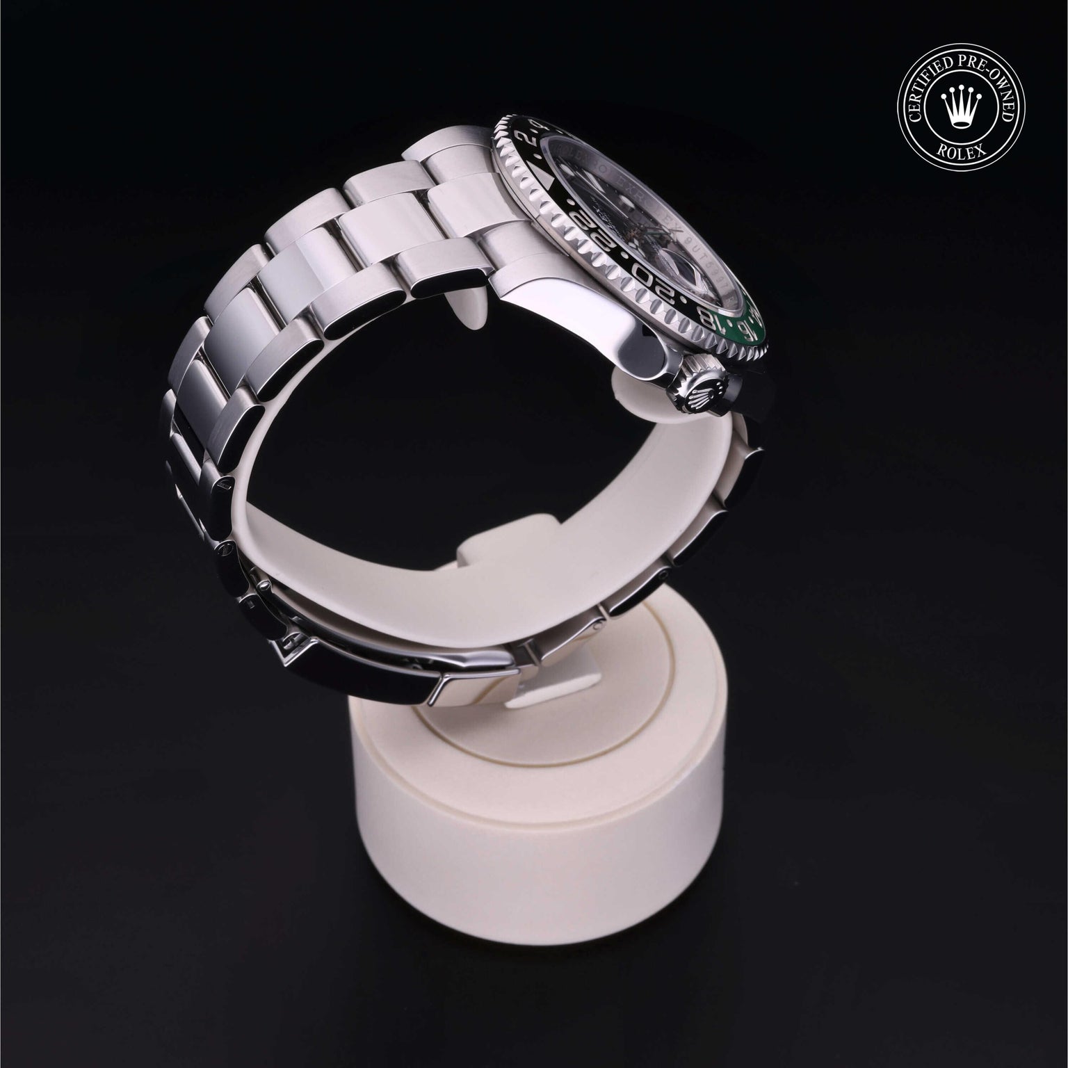 Rolex Certified Pre-owned GMT M126720VTNR-0002 front on black background
