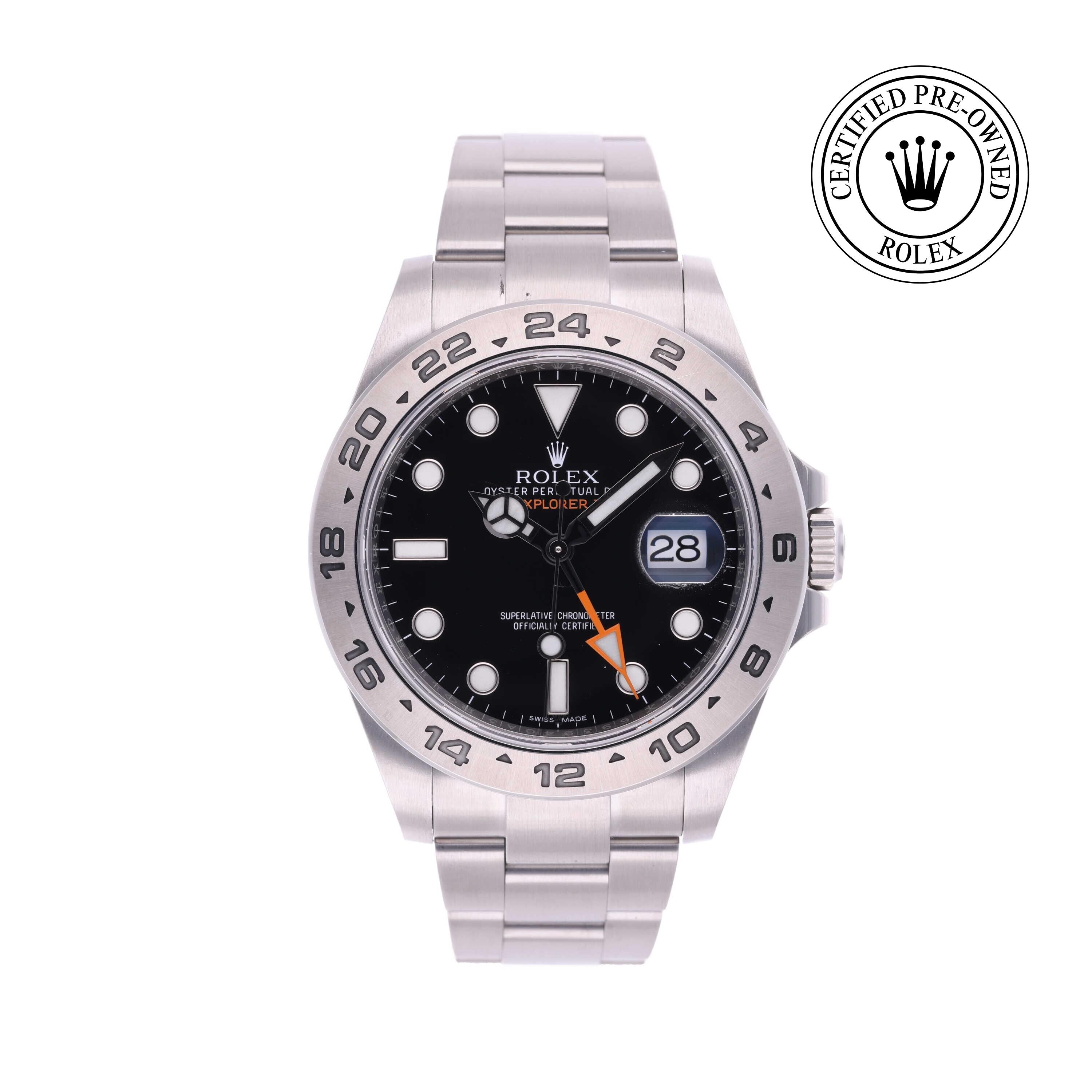 Rolex Certified Pre-owned Explorer M216570-0002 front on white background