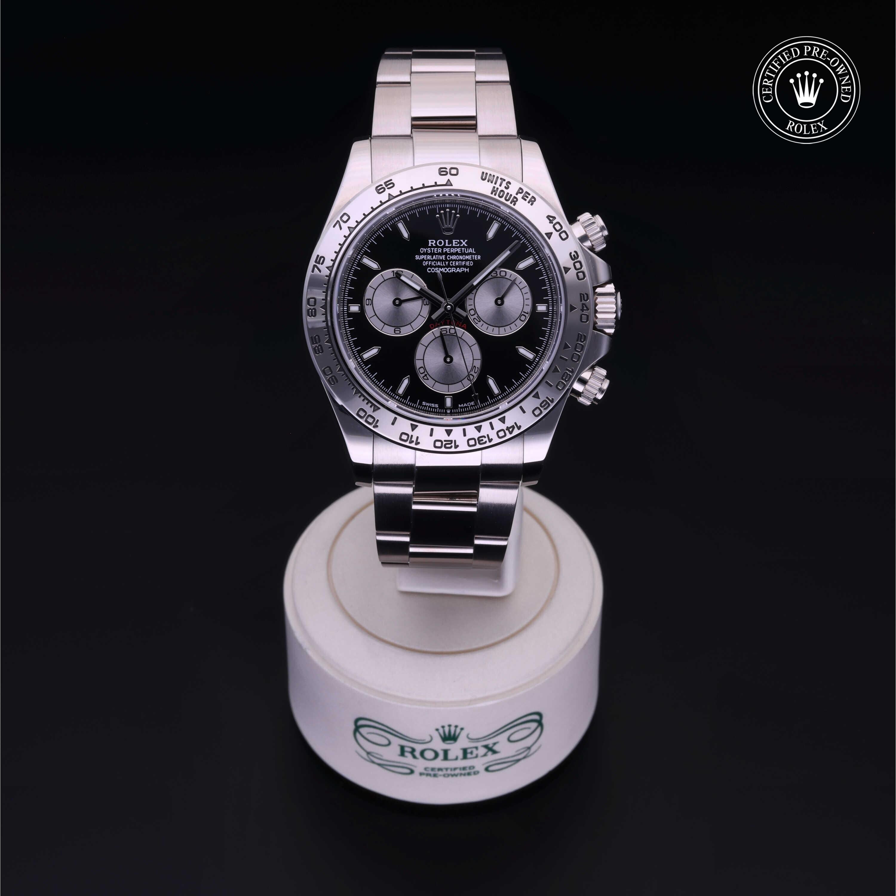 Rolex Certified Pre-owned Daytona M126509-0001 front on black background