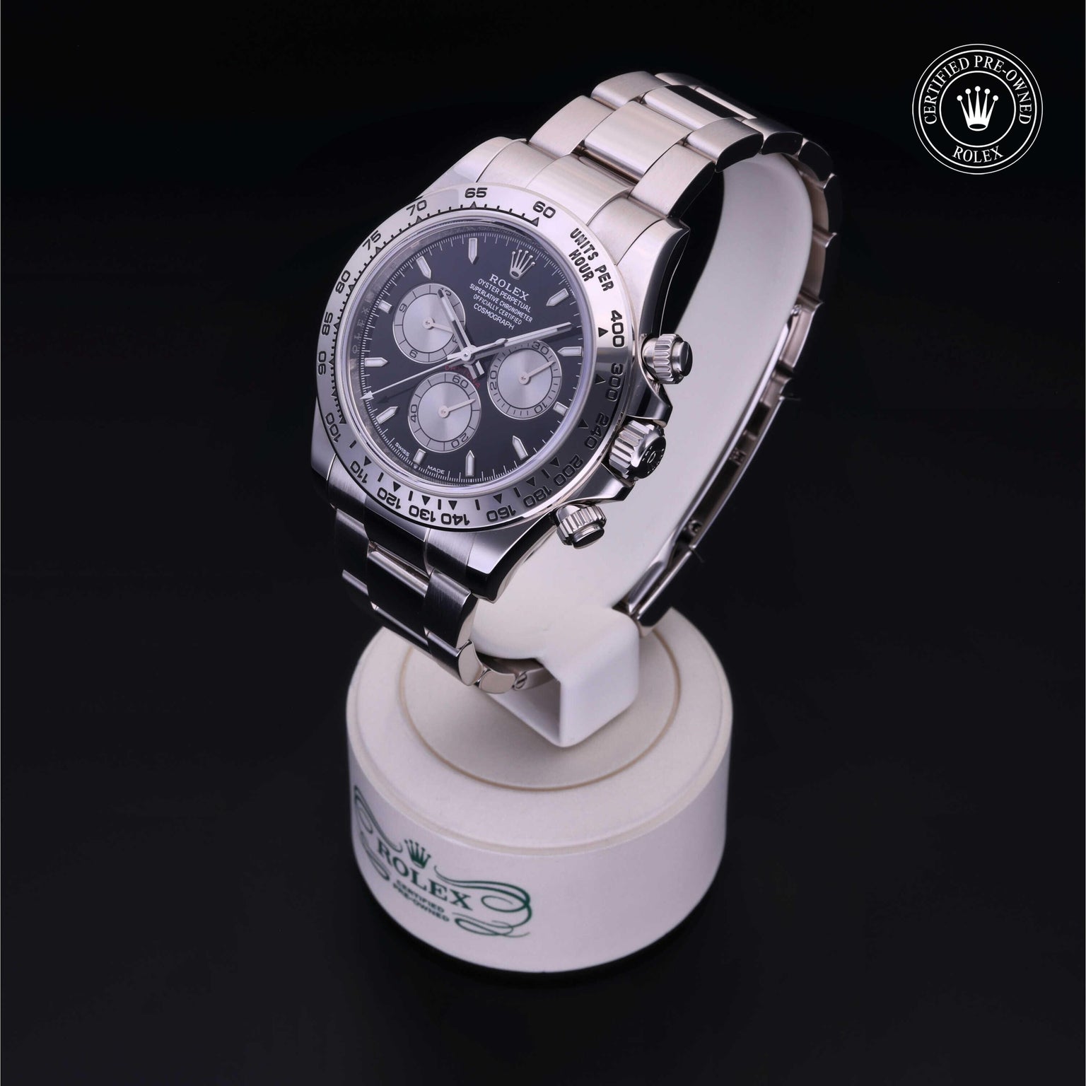 Rolex Certified Pre-owned Daytona M126509-0001 front on black background