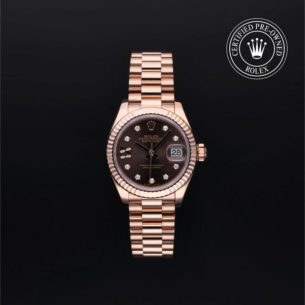 Rolex Certified Pre-owned Lady Datejust M279175-0002 front on black background