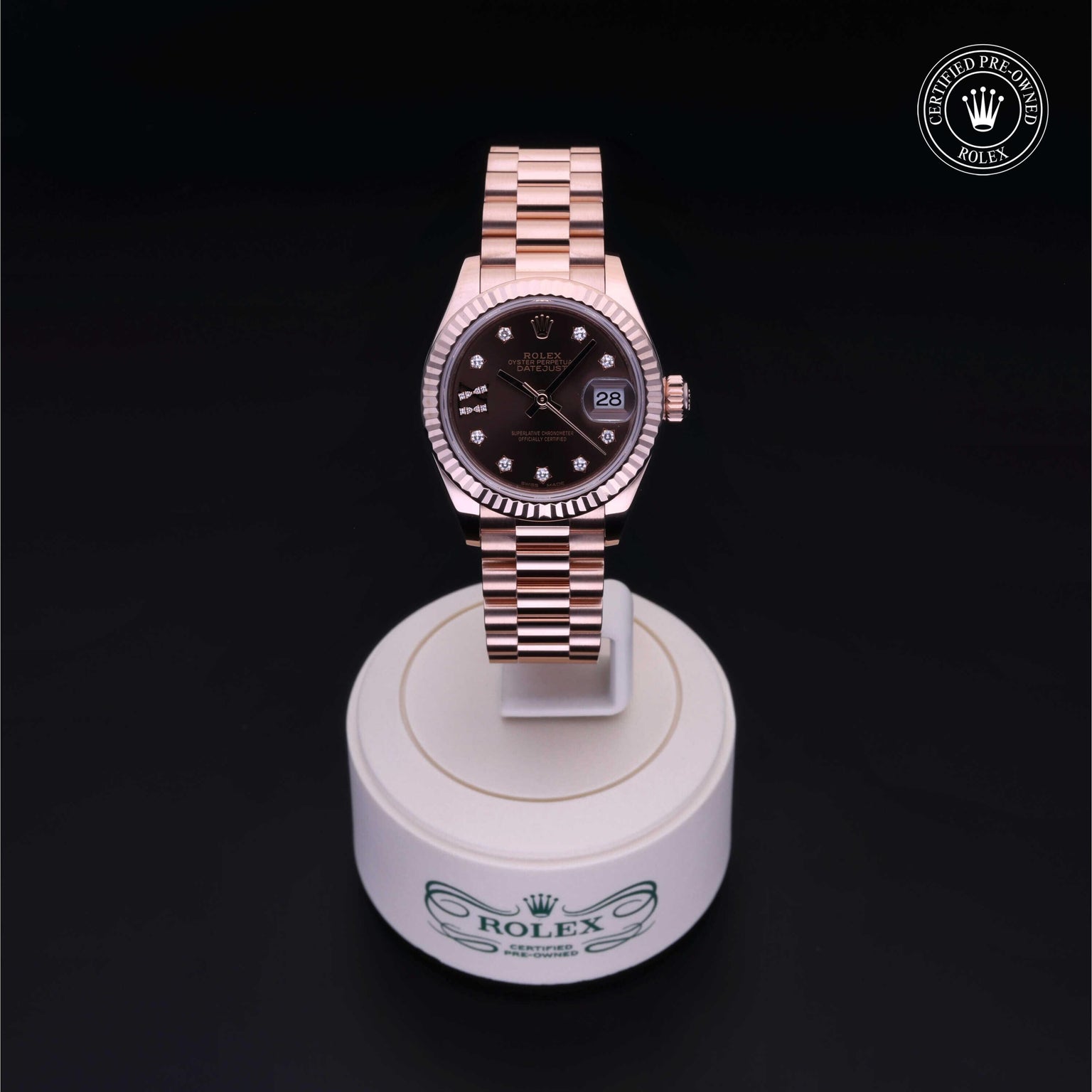 Rolex Certified Pre-owned Lady Datejust M279175-0002 front on black background