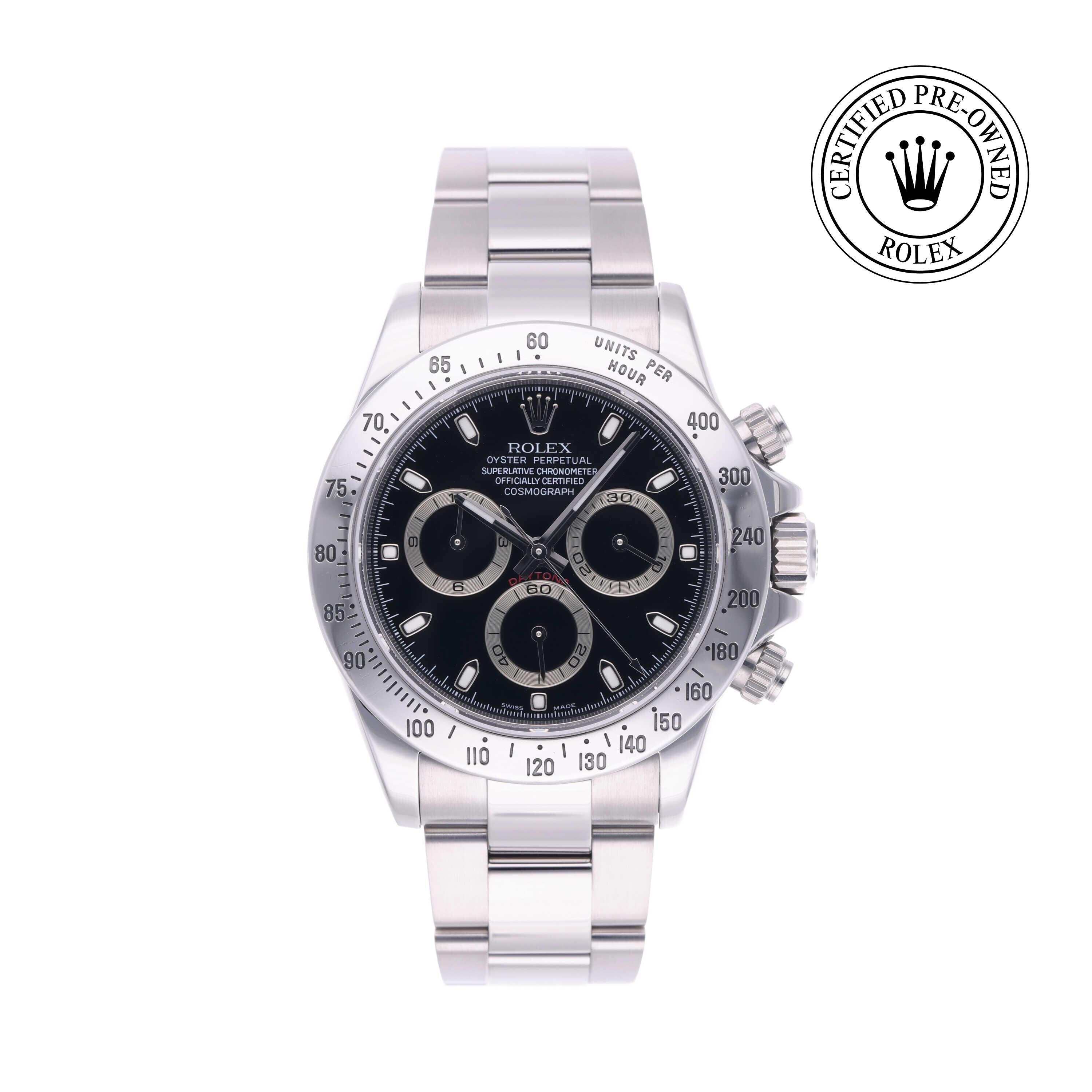 Rolex Certified Pre-owned Daytona M116520-0009 front on white background